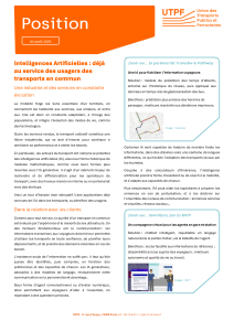 Position - Intelligences Artificielles : déjà au service des usagers des transports en commun